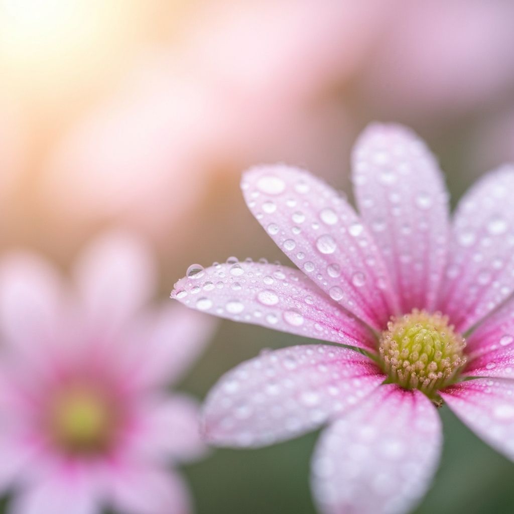 Zarte Blüten mit Morgentau